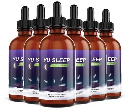 Yu Sleep liquid supplement, six amber dropper bottles